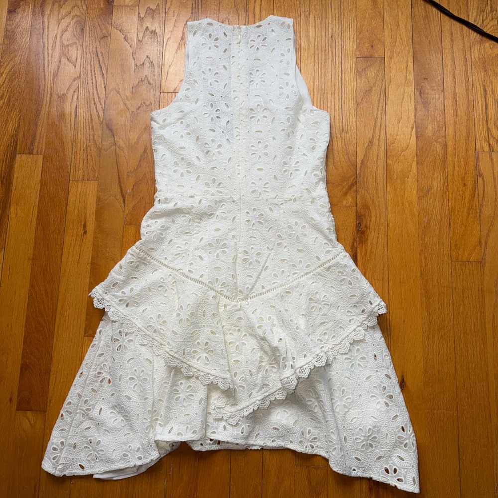 NEW Lenon White Eyelet Lace Tiered Ruffle Sleeveless Dress XS Brunch Bridal - Picture 2 of 11